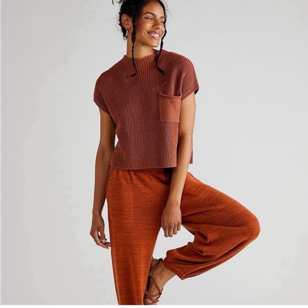 Free People Freya Rust Knit Top and Pants Set